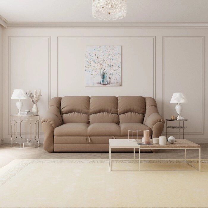 Прямой диван "Хост 1", ПЗ, механизм венеция, велюр, цвет квест 025 от компании Интернет-гипермаркет «MALL24» - фото 1
