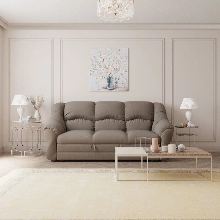 Прямой диван "Хост 1", ПЗ, механизм венеция, велюр, цвет квест 032 от компании Интернет-гипермаркет «MALL24» - фото 1