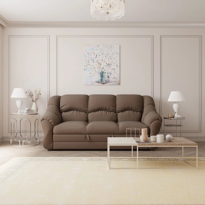 Прямой диван "Хост 1", ПЗ, механизм венеция, велюр, цвет квест 033 от компании Интернет-гипермаркет «MALL24» - фото 1