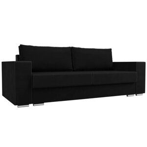 Прямой диван "Исланд", механизм пума, микровельвет, цвет чёрный