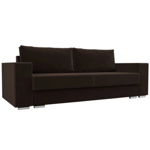 Прямой диван "Исланд", механизм пума, микровельвет, цвет коричневый