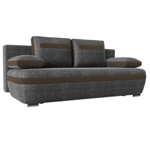 Прямой диван "Каир", механизм еврокнижка, рогожка, цвет серый / коричневый