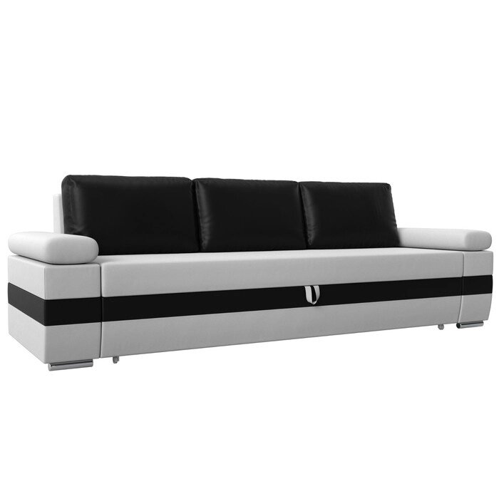 Прямой диван "Канкун", механизм дельфин, экокожа, цвет белый / чёрный от компании Интернет-гипермаркет «MALL24» - фото 1