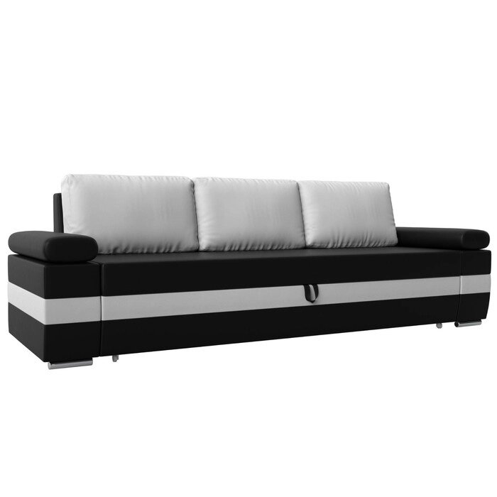 Прямой диван "Канкун", механизм дельфин, экокожа, цвет чёрный / белый от компании Интернет-гипермаркет «MALL24» - фото 1