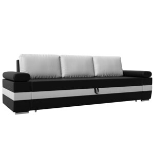 Прямой диван "Канкун", механизм дельфин, экокожа, цвет чёрный / белый