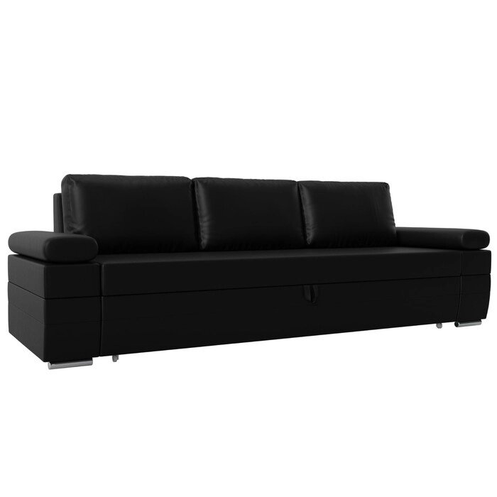 Прямой диван "Канкун", механизм дельфин, экокожа, цвет чёрный от компании Интернет-гипермаркет «MALL24» - фото 1