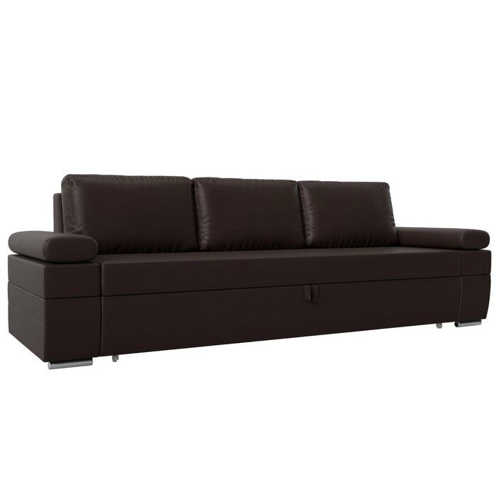 Прямой диван "Канкун", механизм дельфин, экокожа, цвет коричневый от компании Интернет-гипермаркет «MALL24» - фото 1