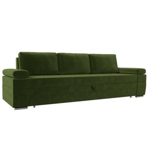 Прямой диван "Канкун", механизм дельфин, микровельвет, цвет зелёный