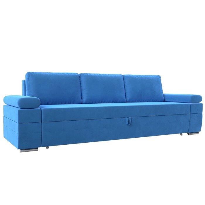 Прямой диван "Канкун", механизм дельфин, велюр, цвет голубой от компании Интернет-гипермаркет «MALL24» - фото 1