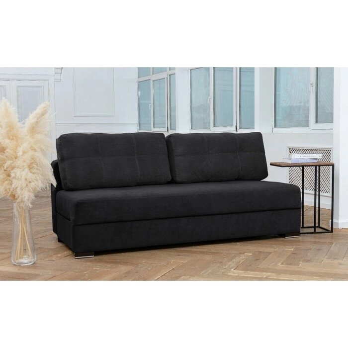 Прямой диван "Кардинал", без локтей, механизм еврокнижка, НПБ, велюр, цвет чёрный от компании Интернет-гипермаркет «MALL24» - фото 1