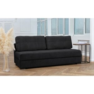 Прямой диван "Кардинал", без локтей, механизм еврокнижка, НПБ, велюр, цвет чёрный