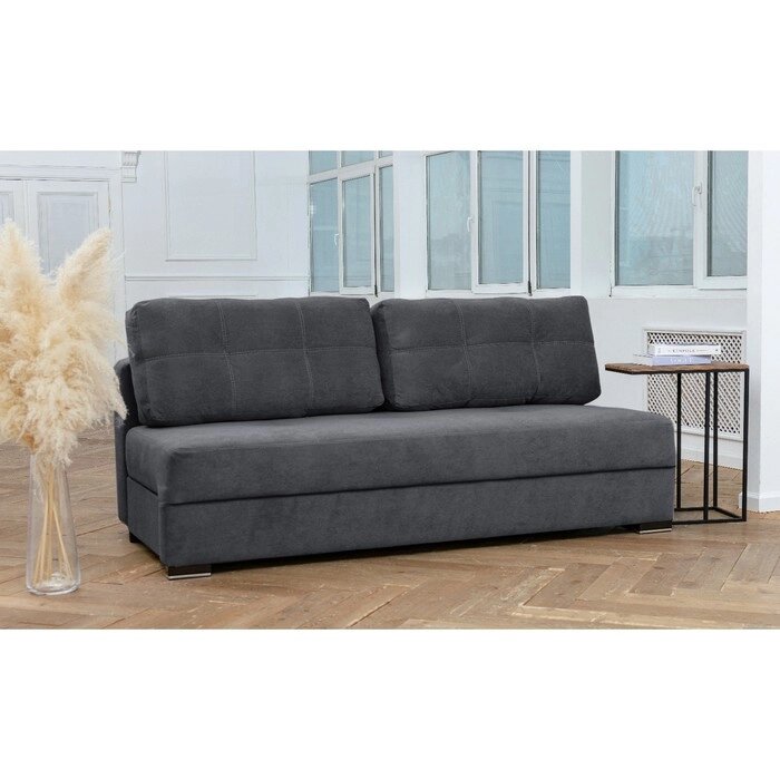 Прямой диван "Кардинал", без локтей, механизм еврокнижка, НПБ, велюр, цвет серый от компании Интернет-гипермаркет «MALL24» - фото 1