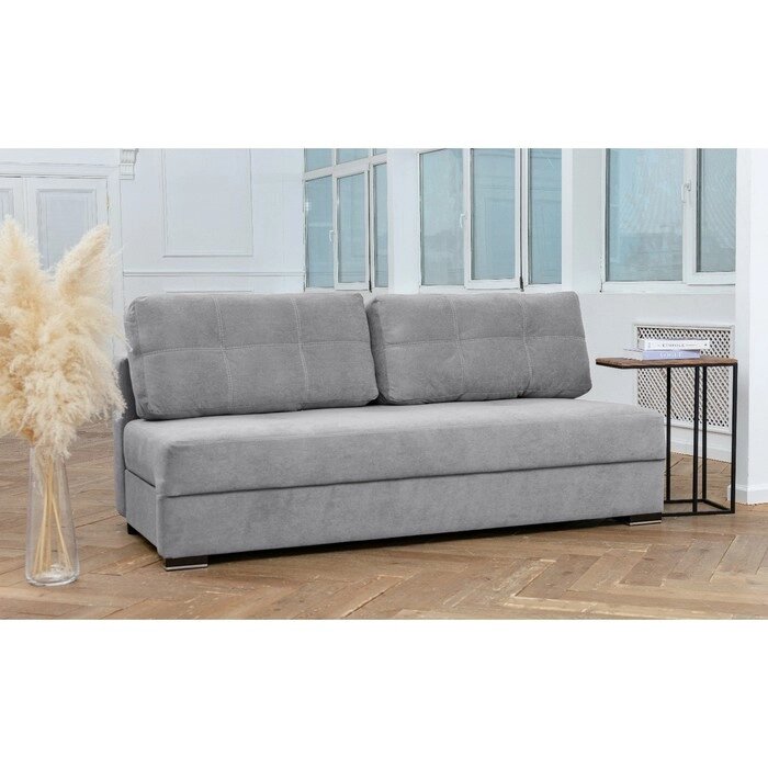 Прямой диван "Кардинал", без локтей, механизм еврокнижка, НПБ, велюр, цвет светло-серый от компании Интернет-гипермаркет «MALL24» - фото 1