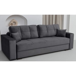 Прямой диван "Кардинал", тик-так, независимый пружинный блок, велюр, цвет графитовый