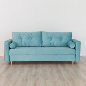 Прямой диван "Киото", механизм еврокнижка, велюр, цвет бирюзовый