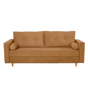 Прямой диван "Киото", механизм еврокнижка, велюр, цвет оранжевый