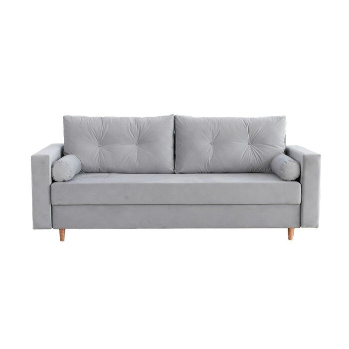 Прямой диван "Киото", механизм еврокнижка, велюр, цвет серый от компании Интернет-гипермаркет «MALL24» - фото 1