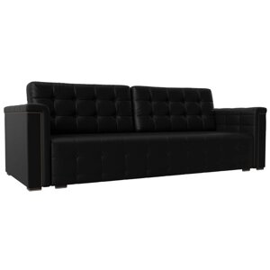 Прямой диван "Лига 002", механизм еврокнижка, экокожа, цвет чёрный