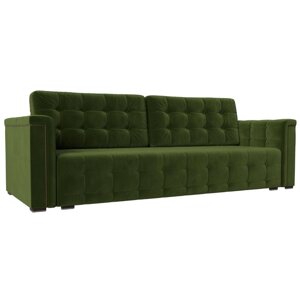 Прямой диван "Лига 002", механизм еврокнижка, микровельвет, цвет зелёный