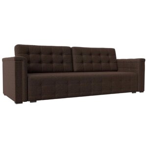 Прямой диван "Лига 002", механизм еврокнижка, рогожка, цвет коричневый