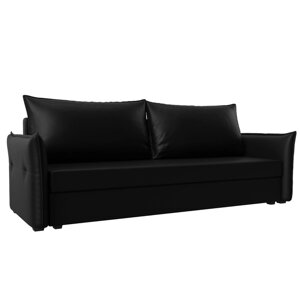 Прямой диван "Лига 004", механизм еврокнижка, экокожа, цвет чёрный