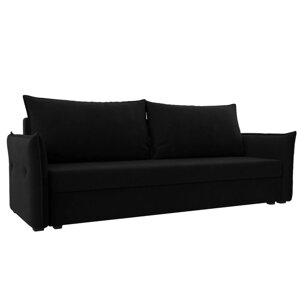 Прямой диван "Лига 004", механизм еврокнижка, микровельвет, цвет чёрный