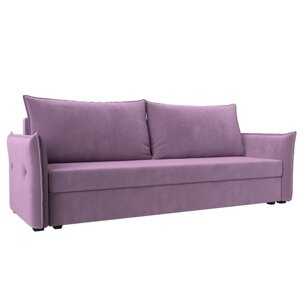 Прямой диван "Лига 004", механизм еврокнижка, микровельвет, цвет сиреневый