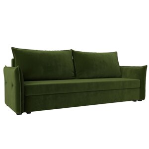 Прямой диван "Лига 004", механизм еврокнижка, микровельвет, цвет зелёный