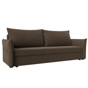 Прямой диван "Лига 004", механизм еврокнижка, рогожка, цвет коричневый