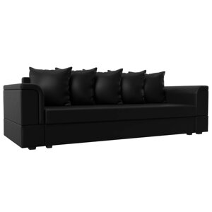 Прямой диван "Лига 005", механизм еврокнижка, экокожа, цвет чёрный