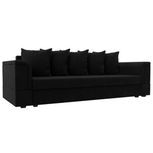 Прямой диван "Лига 005", механизм еврокнижка, микровельвет, цвет чёрный