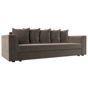 Прямой диван "Лига 005", механизм еврокнижка, велюр, цвет коричневый