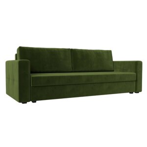 Прямой диван "Лига 006", механизм еврокнижка, микровельвет, цвет зелёный