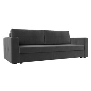 Прямой диван "Лига 006", механизм еврокнижка, велюр, цвет серый