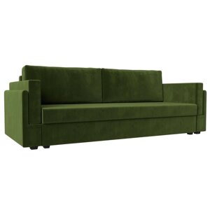 Прямой диван "Лига 007", механизм еврокнижка, микровельвет, цвет зелёный