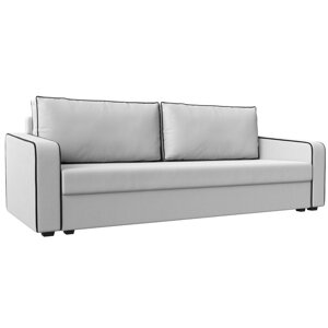 Прямой диван "Лига 009", механизм еврокнижка, экокожа, цвет белый / кант чёрный