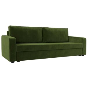 Прямой диван "Лига 009", механизм еврокнижка, микровельвет, цвет зелёный
