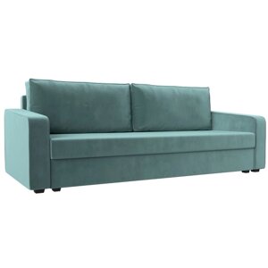 Прямой диван "Лига 009", механизм еврокнижка, велюр, цвет бирюзовый
