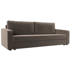 Прямой диван "Лига 009", механизм еврокнижка, велюр, цвет коричневый