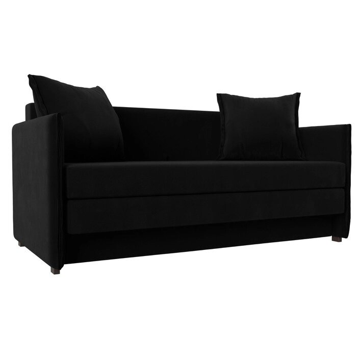 Прямой диван "Лига 011", механизм раскладной, микровельвет, цвет чёрный от компании Интернет-гипермаркет «MALL24» - фото 1