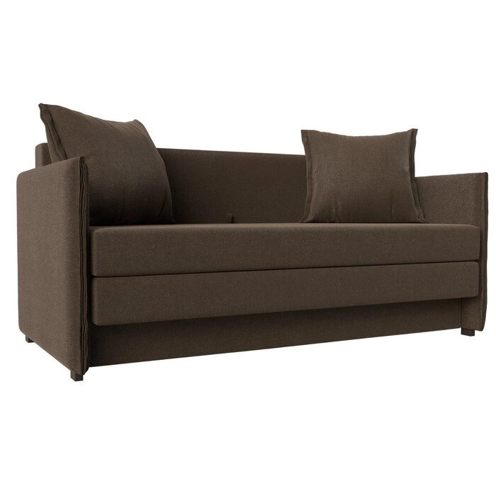 Прямой диван "Лига 011", механизм раскладной, рогожка, цвет коричневый от компании Интернет-гипермаркет «MALL24» - фото 1