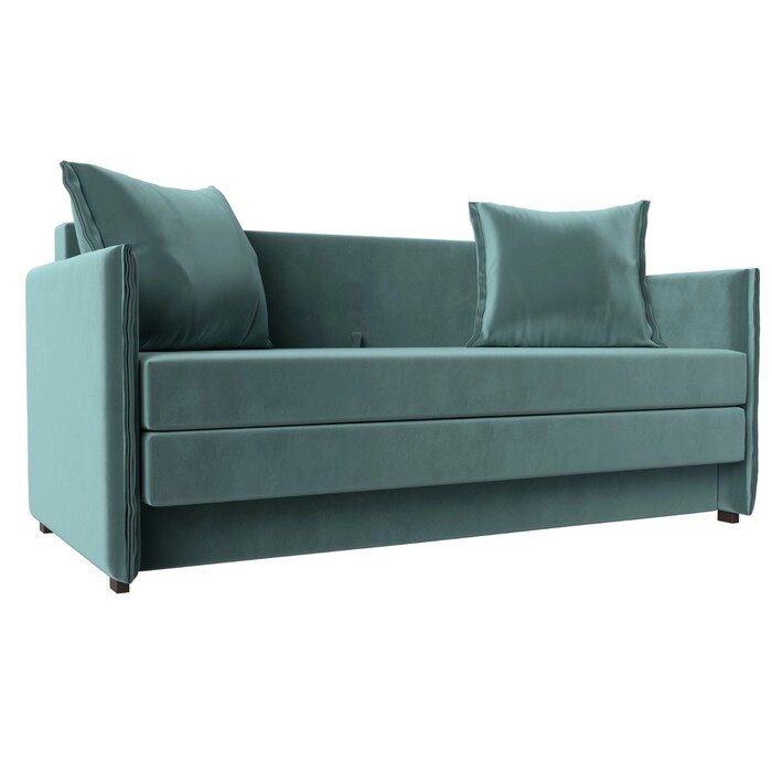 Прямой диван "Лига 011", механизм раскладной, велюр, цвет бирюзовый от компании Интернет-гипермаркет «MALL24» - фото 1