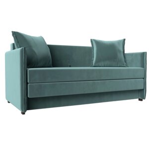 Прямой диван "Лига 011", механизм раскладной, велюр, цвет бирюзовый