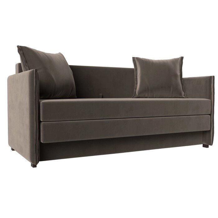 Прямой диван "Лига 011", механизм раскладной, велюр, цвет коричневый от компании Интернет-гипермаркет «MALL24» - фото 1