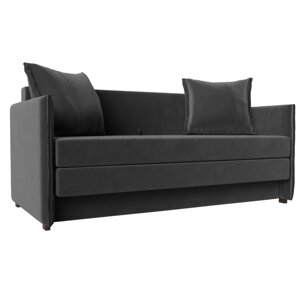 Прямой диван "Лига 011", механизм раскладной, велюр, цвет серый