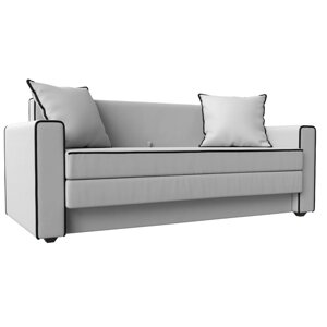 Прямой диван "Лига 012", механизм раскладной, экокожа, цвет белый / кант чёрный