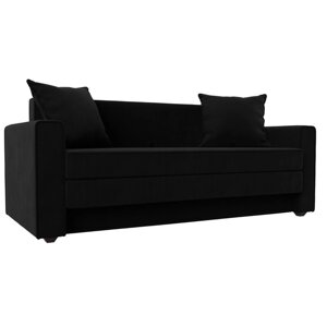 Прямой диван "Лига 012", механизм раскладной, микровельвет, цвет чёрный