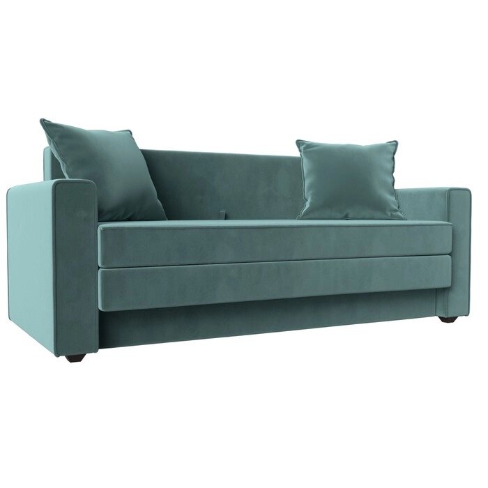Прямой диван "Лига 012", механизм раскладной, велюр, цвет бирюзовый от компании Интернет-гипермаркет «MALL24» - фото 1