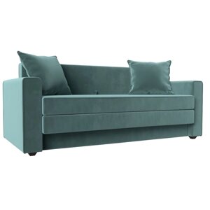 Прямой диван "Лига 012", механизм раскладной, велюр, цвет бирюзовый
