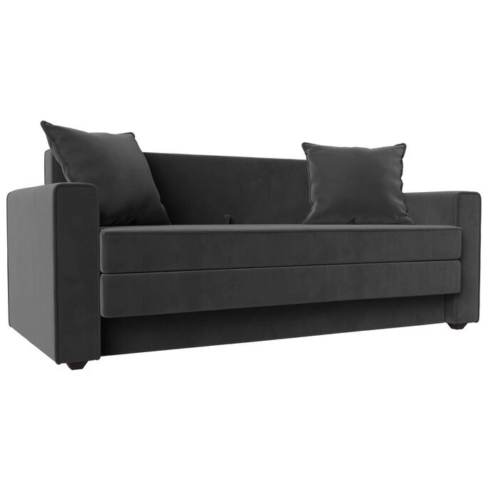 Прямой диван "Лига 012", механизм раскладной, велюр, цвет серый от компании Интернет-гипермаркет «MALL24» - фото 1